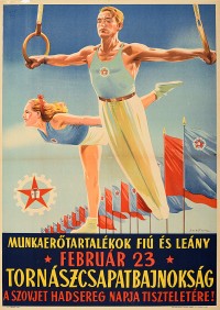 PP 1096: El 23 de febrero, [es] el campeonato de gimnasia por equipos de hombres y mujeres de la reserva de mano de obra, en honor del Día de las Fuerzas Armadas Soviéticas.