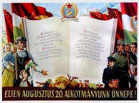 PP 841: ¡Viva el 20 de agosto, nuestra jornada de celebración!
[En el libro]
La República Popular de Hungría es el estado de obreros y campesinos. En la República Popular de Hungría, el pueblo trabajador tiene todo el poder. La República Popular de Hungría da a sus ciudadanos el derecho a trabajar y a ser compensados por ese trabajo según la cantidad y la calidad del trabajo.